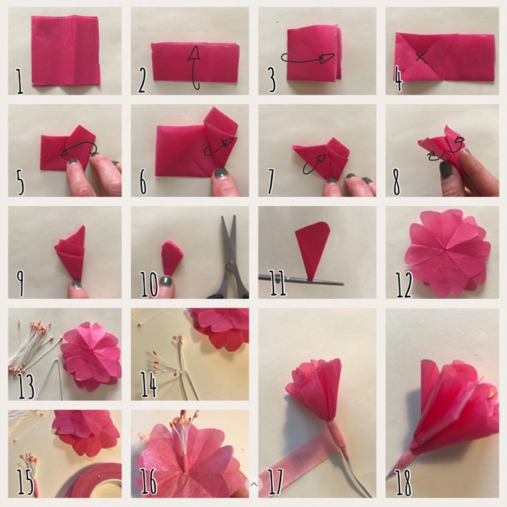 Fleur de cerisier explications DIY fleurs en papier origami