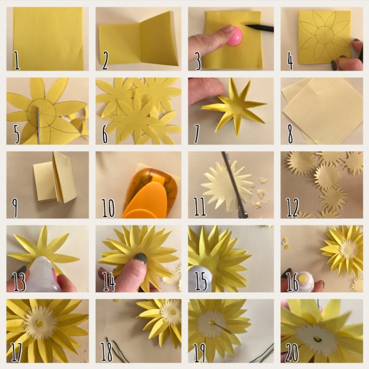 Tournesol en papier explication DIY fleur en papier