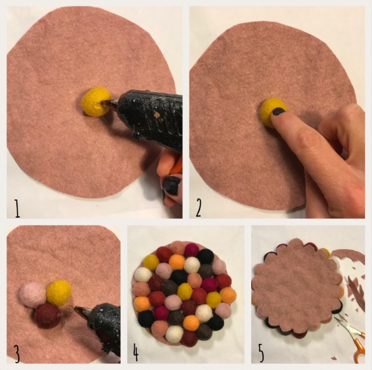 Dessous de plat en boule de laine bouillie pas à pas