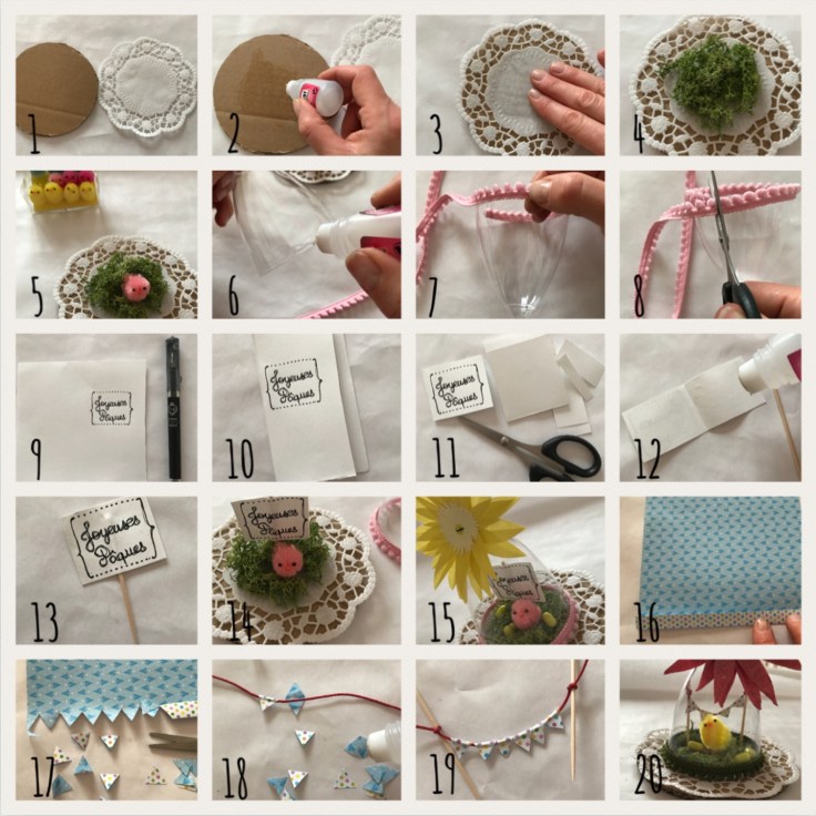 Pâques sous cloches explications pas à pas DIY bricolage enfants déco de Pâques