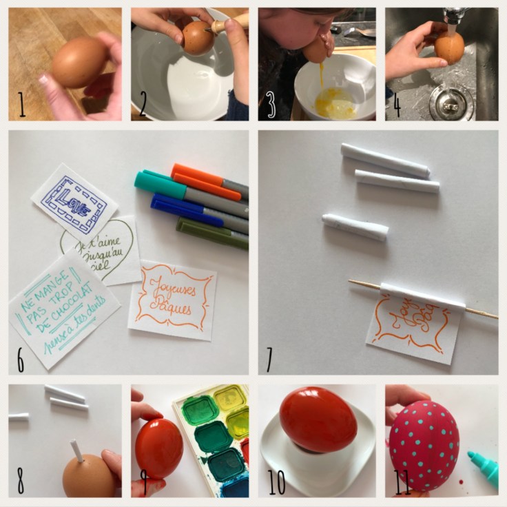 Message dans les oeufs de Pâques - diy - craft - bricolage enfant - peinture sur œuf - vider un œuf - Pas à pas