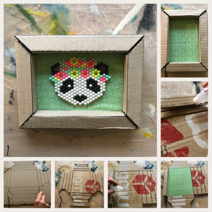 Recyclage de carton pas à pas DIY bricolage enfant craft cadre en carton cadre en volume