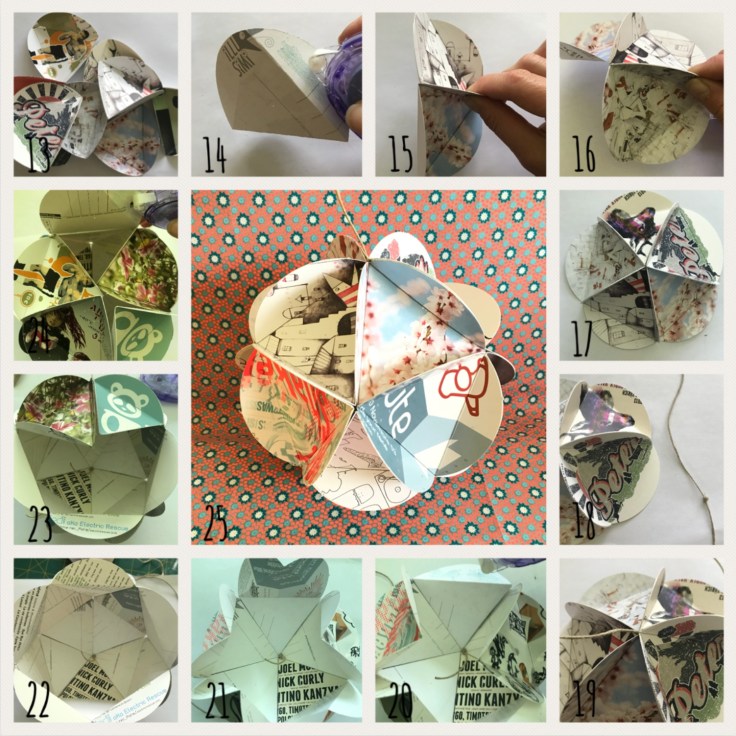 Mobile- flyer recyclage papier origami craft bricolage enfant DIY Pas à pas 2