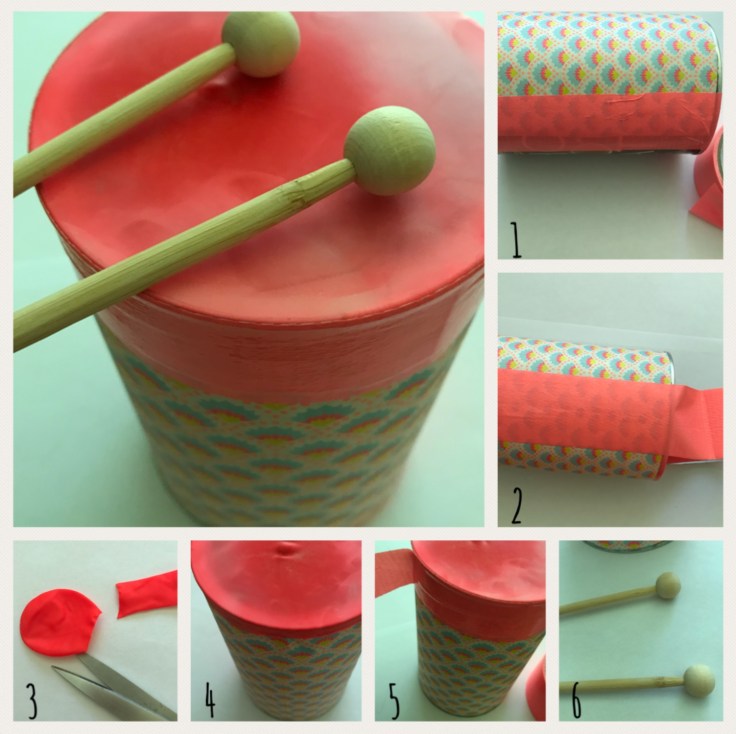 A tambours battants recyclage boite de conserve fête de la musique DIY craft bricolage enfant Pas à pas