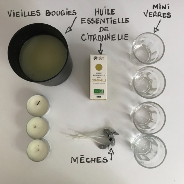 Bougies d’été, moustiques éloignés ! DIY bricolage enfant craft bougies citronnelle faites maison anti moustique recyclage été Fiche matériel