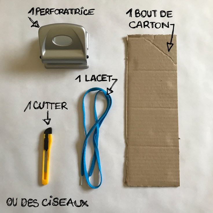 Fais tes lacets toi-même carton recyclage apprentissage recyclage DIY bricolage enfant craft for kids Fiche matériel