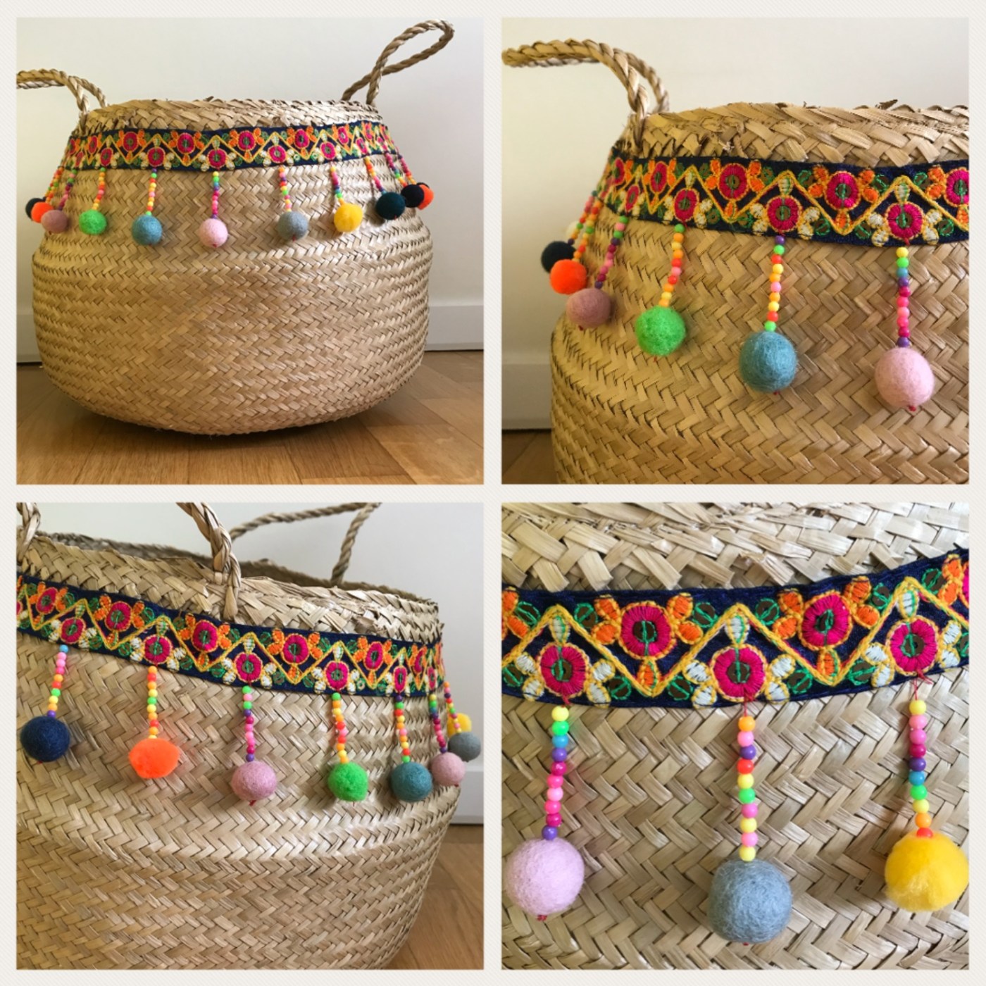 Panier d’été pompons perles ruban customisation déco rafraîchissement bricolage diy craft enfant famille image à la une