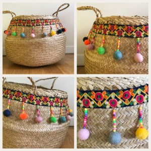 Panier d’été pompons perles ruban customisation déco rafraîchissement bricolage diy craft enfant famille image à la une