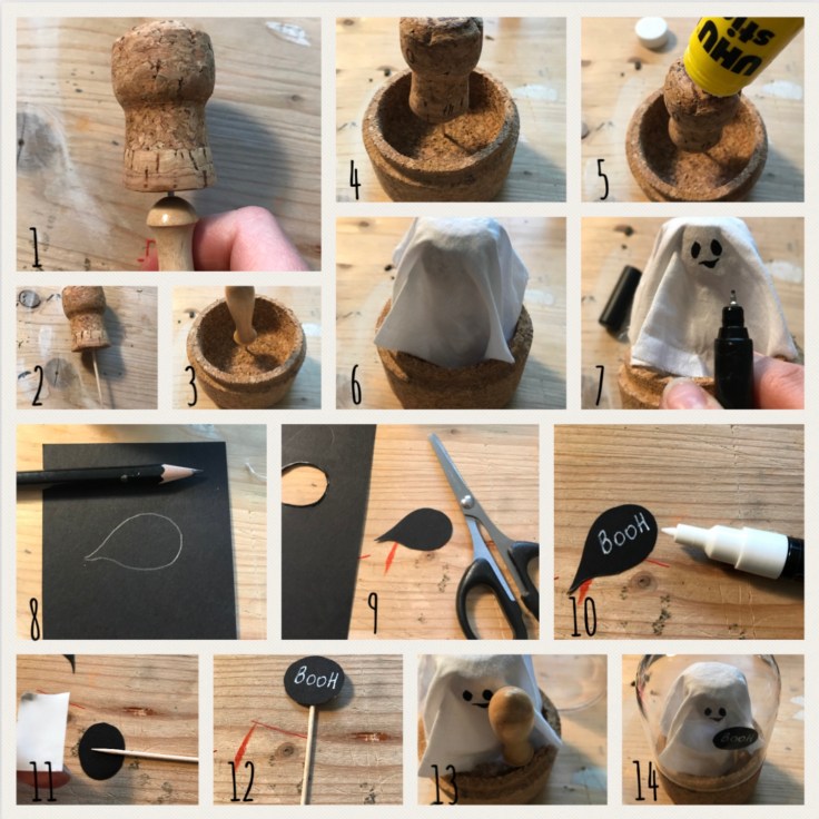 Halloween en ligne de mire DIY bricolage enfants cravate for kids cloche d’exposition fantôme Pas à pas