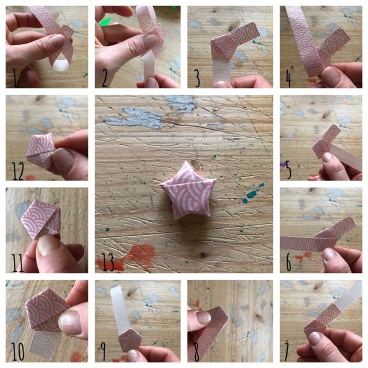 Couronne de porte - avent - bricolage enfant - craft for kids - DIY - bricolage papier - Noël - origami - pas à pas - etoiles roses