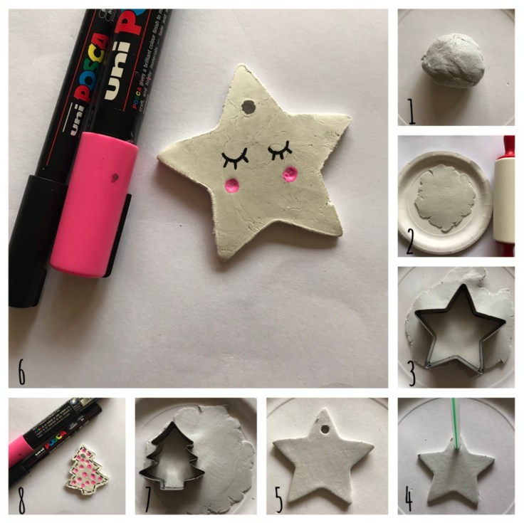 Noel quand tu nous tiens - DIY - bricolage enfant - craft for kids - décoration de Noël pour sapin - pâte auto-durcissante - pas à pas 