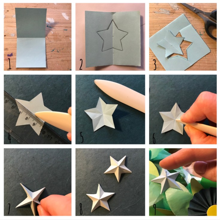 Couronne de porte - avent - bricolage enfant - craft for kids - DIY - bricolage papier - Noël - origami - pas à pas - étoiles bleues