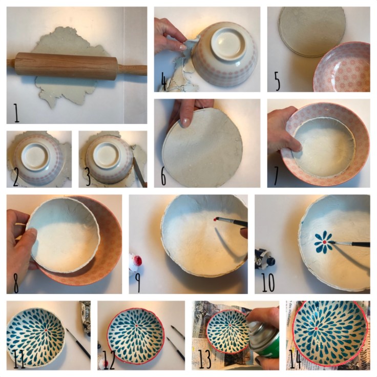 Encore un petit bol - DIY - craft for kids - bricolage enfant - coupelle en pâte auto-durcissante - bol - peinture - petit rangement - Pas à pas