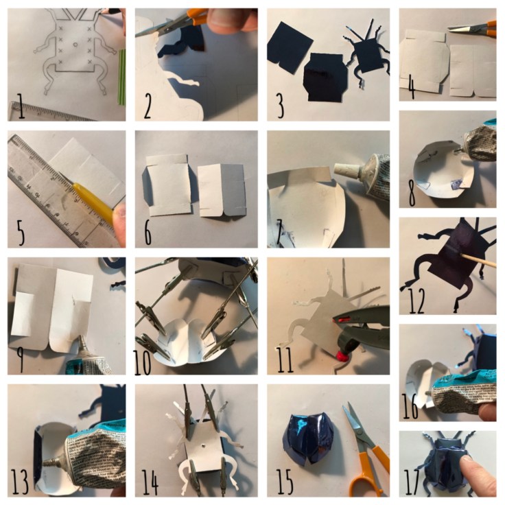 Scarabée d’expositIon - DIY - bricolage enfant - craft for kids - pliage - papier - origami - insecte encadré - cadre - Pas à pas