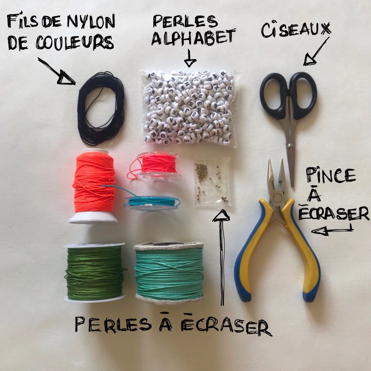 DIY - bricolage enfant - craft for kids - bracelet à message - été - perles alphabet - Fiche matériel