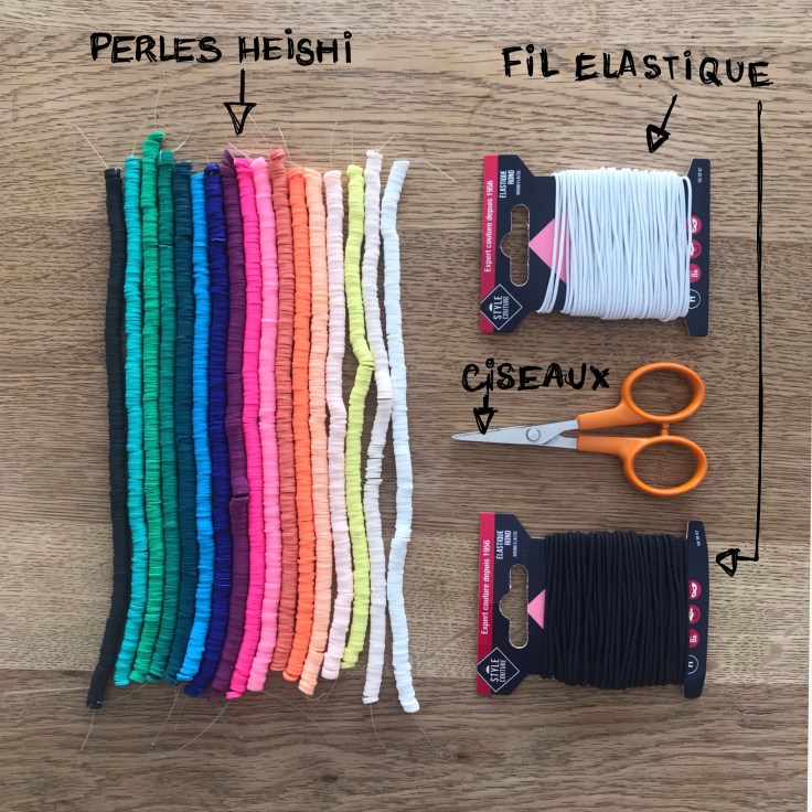 Le bracelet de l’été - DIY - bricolage enfant - craft for kids - perles heishi - Fiche materiel