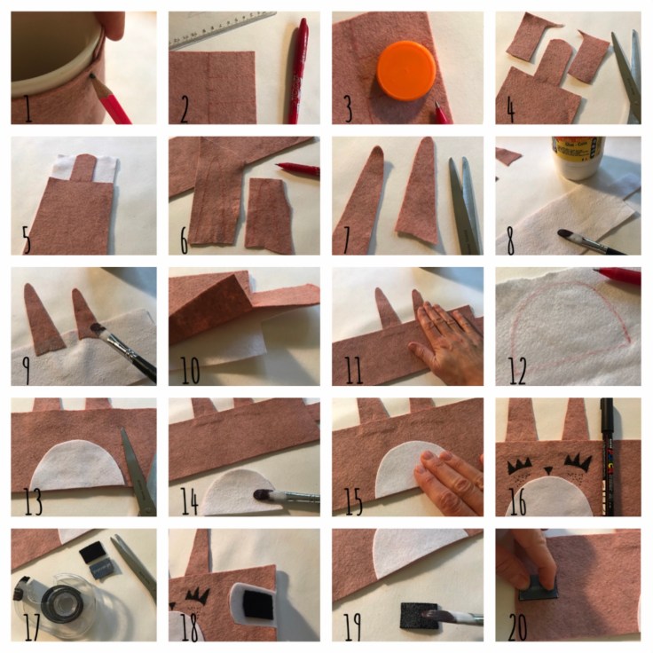 Réchauffe ton mug - DIY - bricolage enfants - craft for kids - protège mug - feutrine - lapin - pas à pas